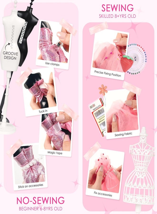 YEETIN Fashion Designer Kit for Girls - DIY Sewing & Arts Craft Kit with 5 Mannequins, Doll Clothes Making Set, Learn to Sew, Creative Gift for Girls Ages 6-12 - Image 4